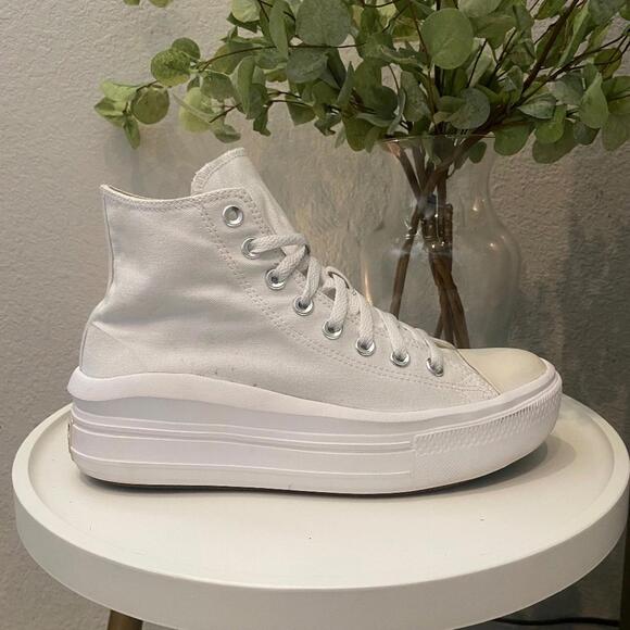 Converse Chuck Taylor Move White on White Sneaker Platform 9.5 Women Excellent - Picture 1 of 8
